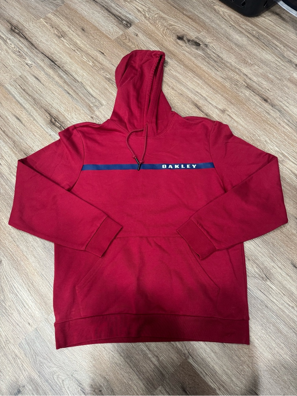 Oakley Red Pullover Hoodie with Blue Stripe